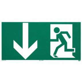 Schild Rettungsweg, Pfeil n. unten