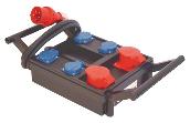 Steckdosenverteiler, Vollgummi Eingang: 32 A CEE, Abgang: 1x32 A, 2x16 A, 3x220 V mit FI-Schalter 40 A