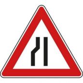 Schild Verengte Fahrbahn links