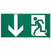 Schild Rettungsweg, Pfeil n. unten