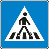 Schild "Fußgängerüberweg" links